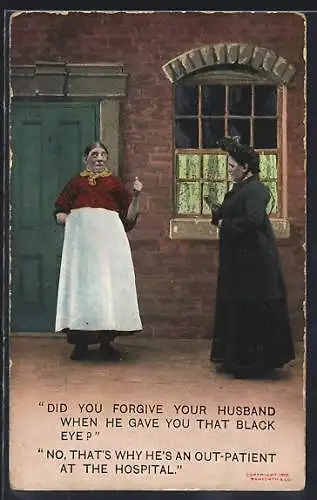 AK Zwei Damen reden über ihre Männer, frauenfeindlicher Humor
