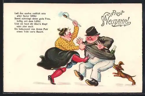 AK Ehefrau verprügelt ihren Mann, frauenfeindlicher Humor