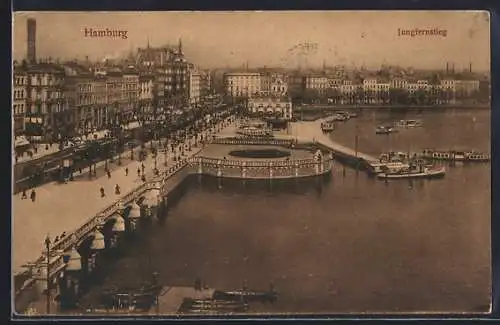 AK Hamburg-Neustadt, Jungfernstieg, Anlegeplatz der Alsterboote
