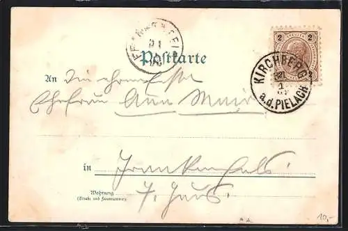 Lithographie München, Gasthaus Löwenbräu-Keller, Münchner Kindl und Löwe mit Wappen
