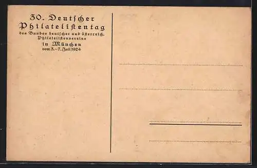 Künstler-AK München, 30. Deutscher Philatelistentag 1924