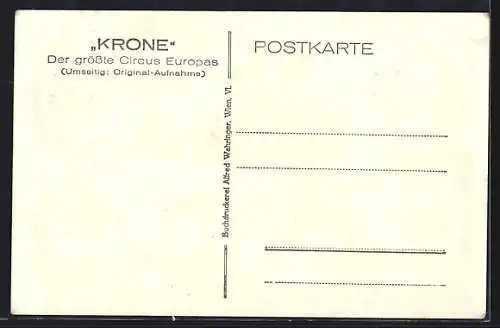 AK Circus Krone, Portraits von Carl und Ida Krone, Elefantenauftritt