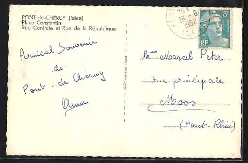 AK Pont-de-Cheruy, Place Constantin, Rue Centrale et Rue de la Republique