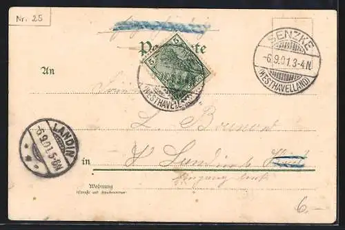 Lithographie Schöne Frau in der Hängematte mit Blumenrahmen