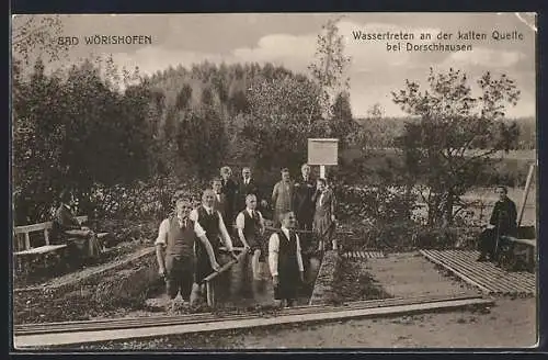 AK Bad Wörishofen, Wassertreten an der kalten Quelle bei Dorschhausen
