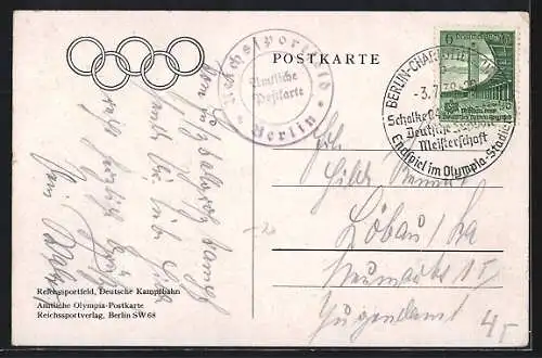 AK Berlin, Reichssportfeld mit Deutscher Kampfbahn, Olympia