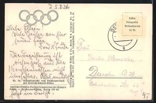 AK Berlin, Reichssportfeld, Olympia-Stadion, Luftbild