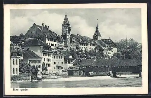 AK Bremgarten /AG, Ortspartie mit Brücke über die Reuss
