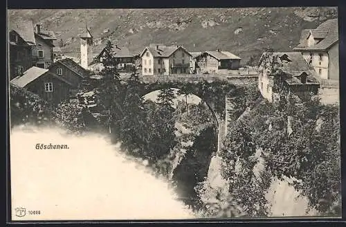 AK Göschenen, Teilansicht mit Brücke