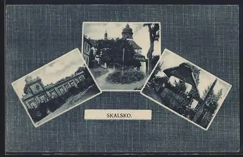 AK Skalkso, Kirche und Ortsansicht