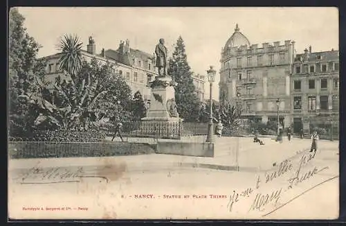 AK Nancy, statue et place Thiers