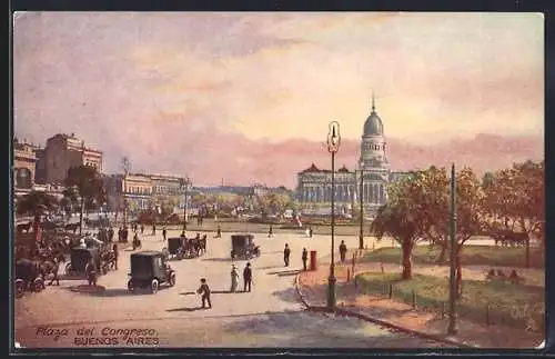 Künstler-AK Buenos Aires, Plaza del Congreso