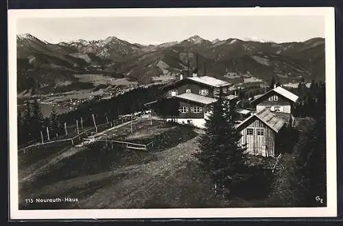 AK Neureut-Haus mit Blick auf die Berge