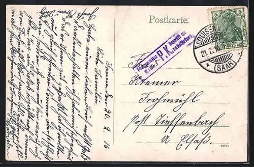AK Saarbrücken, Talstrasse mit Winterberg, Route de la vallée avec Winterberg