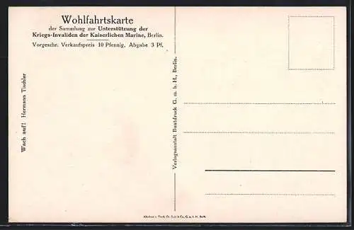 Künstler-AK Wach auf!, Pferd und gefallener Reiter
