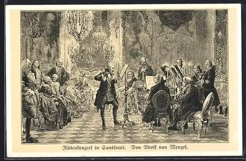 Künstler-AK Flötenkonzert in Sanssouci von Adolf von Menzel