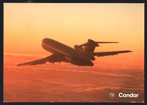 AK Europa-Jet Boeing 727-230 von Condor fliegt der Sonne entgegen