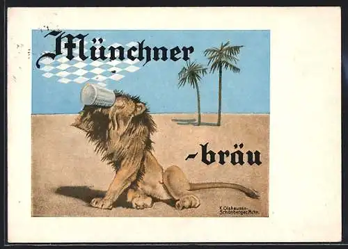 Künstler-AK K. Olshausen: Münchner Löwenbräu, Brauerei-Werbung