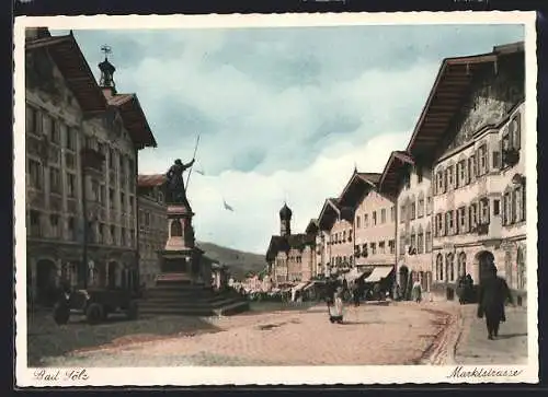 AK Bad Tölz, Marktstrasse mit Denkmal