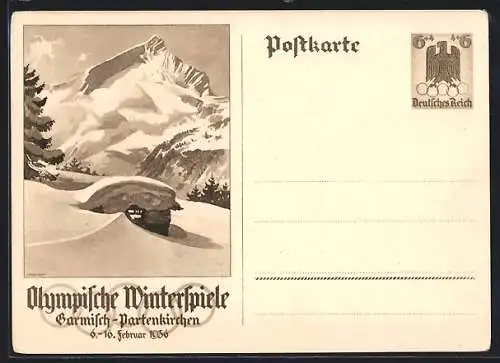 AK Olympische Winterspiele Garmisch-Partenkirchen 1936, winterliches Motiv