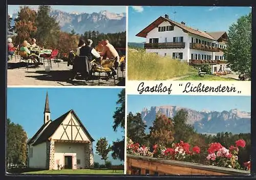 AK Wolfsgruben am Ritten, Gasthof Lichtenstern, Kapelle, Ausblick von der Terrasse