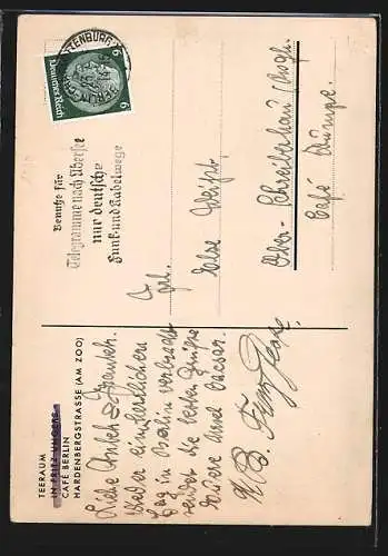 AK Berlin-Charlottenburg, Cafe Berlin, Hardenbergstrasse, Teeraum