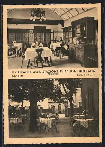 AK Bozen, Restaurant zum Rittner Bahnhof v. Fr. Flaim