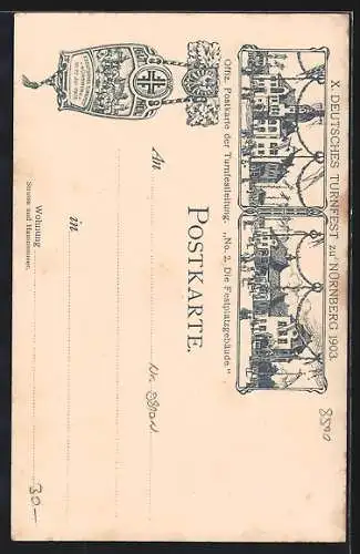 AK Nürnberg, X. Deutsches Turnfest 1903, Frauen am Fenster mit Blumenschmuck