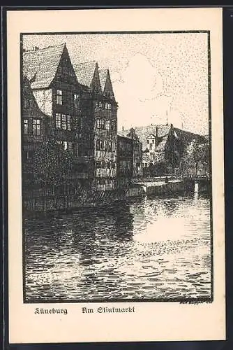 Künstler-AK Lüneburg, am Stintmarkt