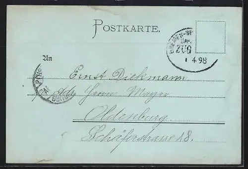 Mondschein-AK Oldenburg / O., Gartenstrasse und Lambertikirche