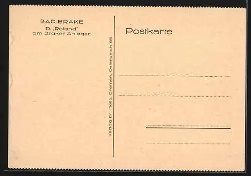 AK Bad Brake / Unterweser, Dampfer Roland am Braker Anleger