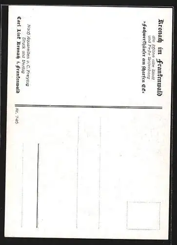 Künstler-AK Kronach / Frankenwald, Fachwerkhäuser am Scharfen Eck