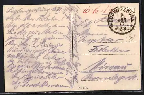 AK Ludwigsburg / Württemberg, Westseite des Schlosshofs