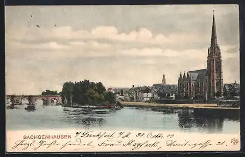 AK Sachsenhausen, Ortsansicht mit Flusspartie
