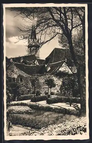 AK Radolfzell, Stadtgarten mit Blick zum Kirchturm