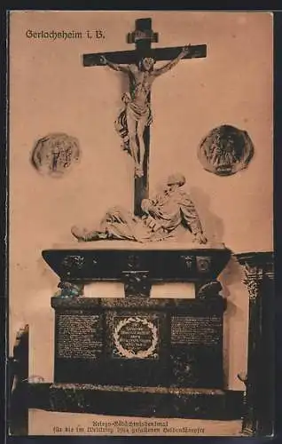 AK Gerlachsheim i. B., Kriegerdenkmal für die im Weltkrieg 1914 Gefallenen