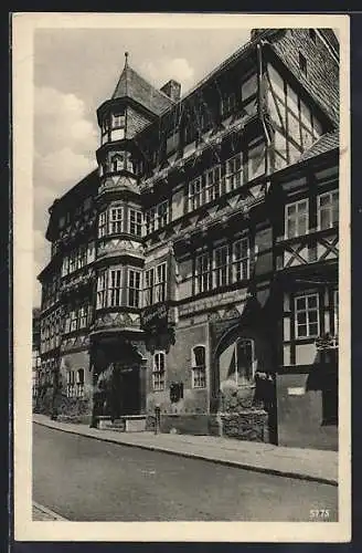 AK Stolberg /Harz, Grosses Fachwerkhaus mit Erkertürmchen