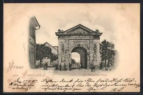 AK Frankenthal / Pfalz, Partie am Wormser Thor