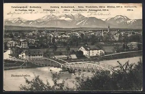 AK Rosenheim / Bayern, die Brücke und die gesamte Stadt