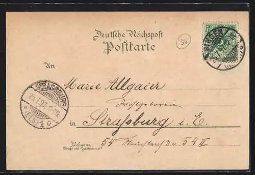 Lithographie Bingen / Rhein, Gesamtansicht aus der Vogelschau, Rochuskapelle
