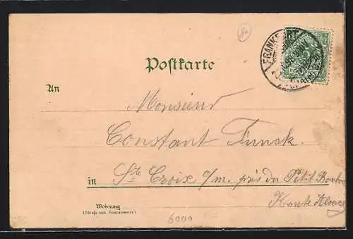 Lithographie Frankfurt, Haupt-Bahnhof, Innenansicht, Dom