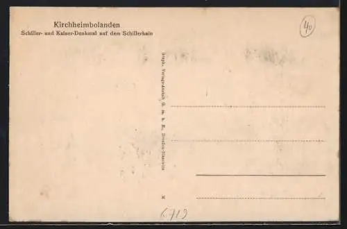 AK Kirchheimbolanden, Schiller & Kaiser-Denkmal auf dem Schillerhain