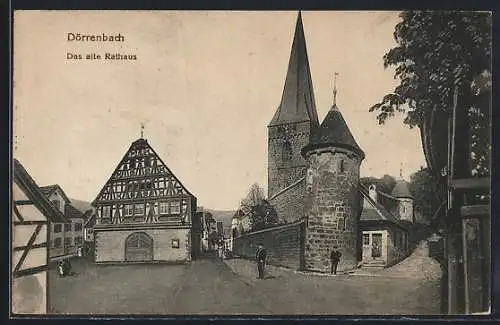 AK Dörrenbach / Bergzabern, altes Rathaus nebst Türmen