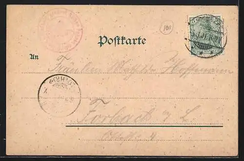 Lithographie Arenberg, Totalansicht, Arme-Seelen-Kapelle, Grotte von Lourdes