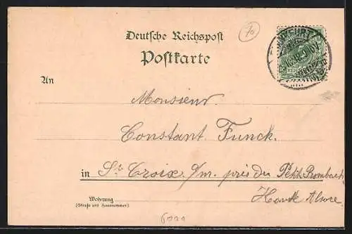 Lithographie Frankfurt, Die neue Post, Römer & Römerberg mit Brunnen, Mainansicht mit Brücke