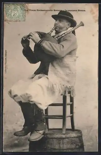 AK Le Sonneur Breton, französischer Sackpfeifenspieler