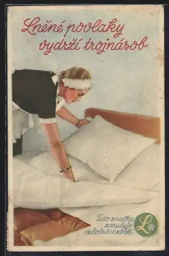 AK Tato znacka zarucuje celolnene zbozi, Reklame, Zimmermädchen