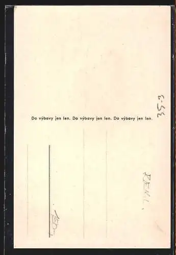 AK Celolneny ubrus zdobi stul a vydrzi trojnásob..., Essgeschirr, Werbung