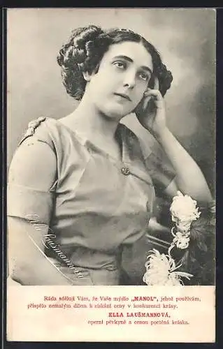 AK Reklame für Manol, Ella Lausmannova