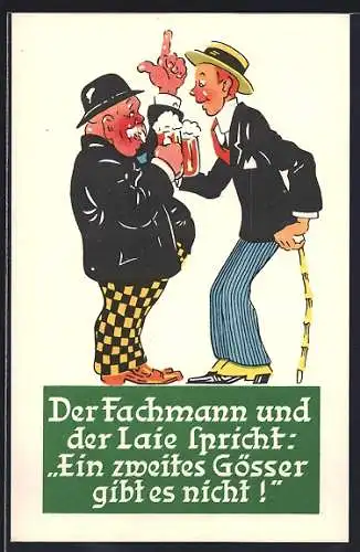 AK Brauerei-Werbung Gösser Brauerei A.G., Alter und junger Mann mit Biergläsern, Ein zweites Gösser gibt es nicht!
